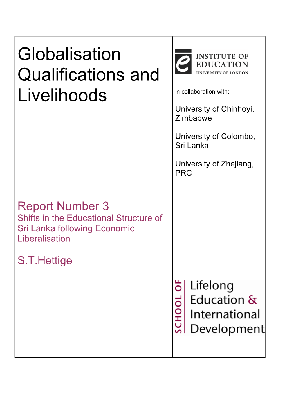 Shifts in the Educational Structure in Sri Lanka