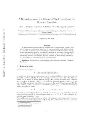 A Generalization of the Fibonacci Word Fractal and the Fibonacci