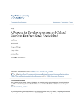 A Proposal for Developing an Arts and Cultural District in East Providence, Rhode Island Lisa Bruce