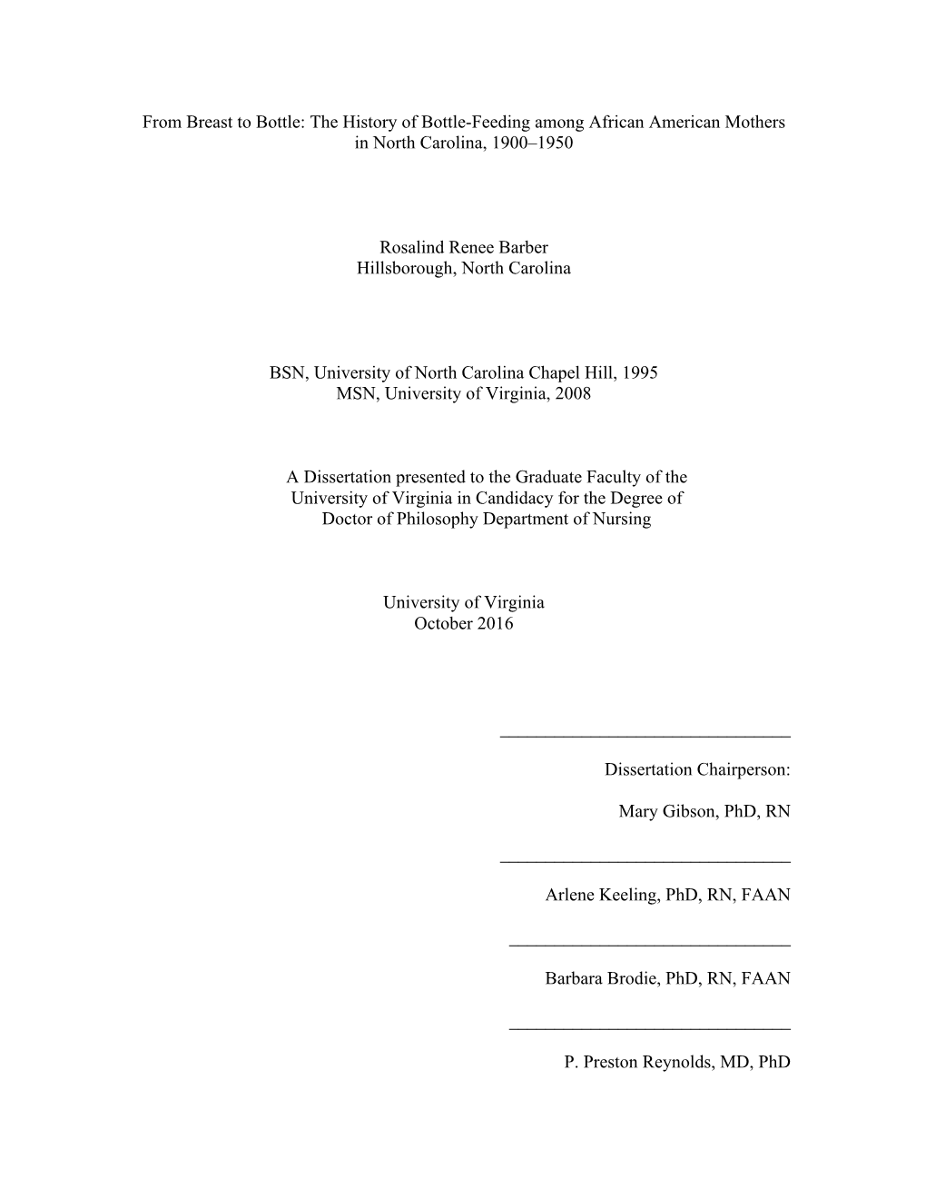 From Breast to Bottle: the History of Bottle-Feeding Among African American Mothers in North Carolina, 1900–1950