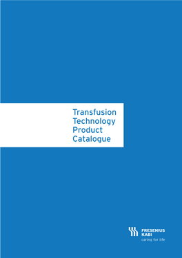 Transfusion Technology Product Catalogue 2
