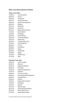 GMA 7 June 2012 Programme Schedule