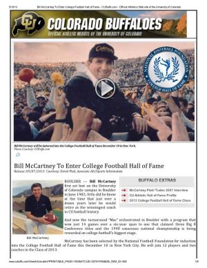 Bill Mccartney to Enter College Football Hall of Fame - Cubuffs.Com - Official Athletics Web Site of the University of Colorado