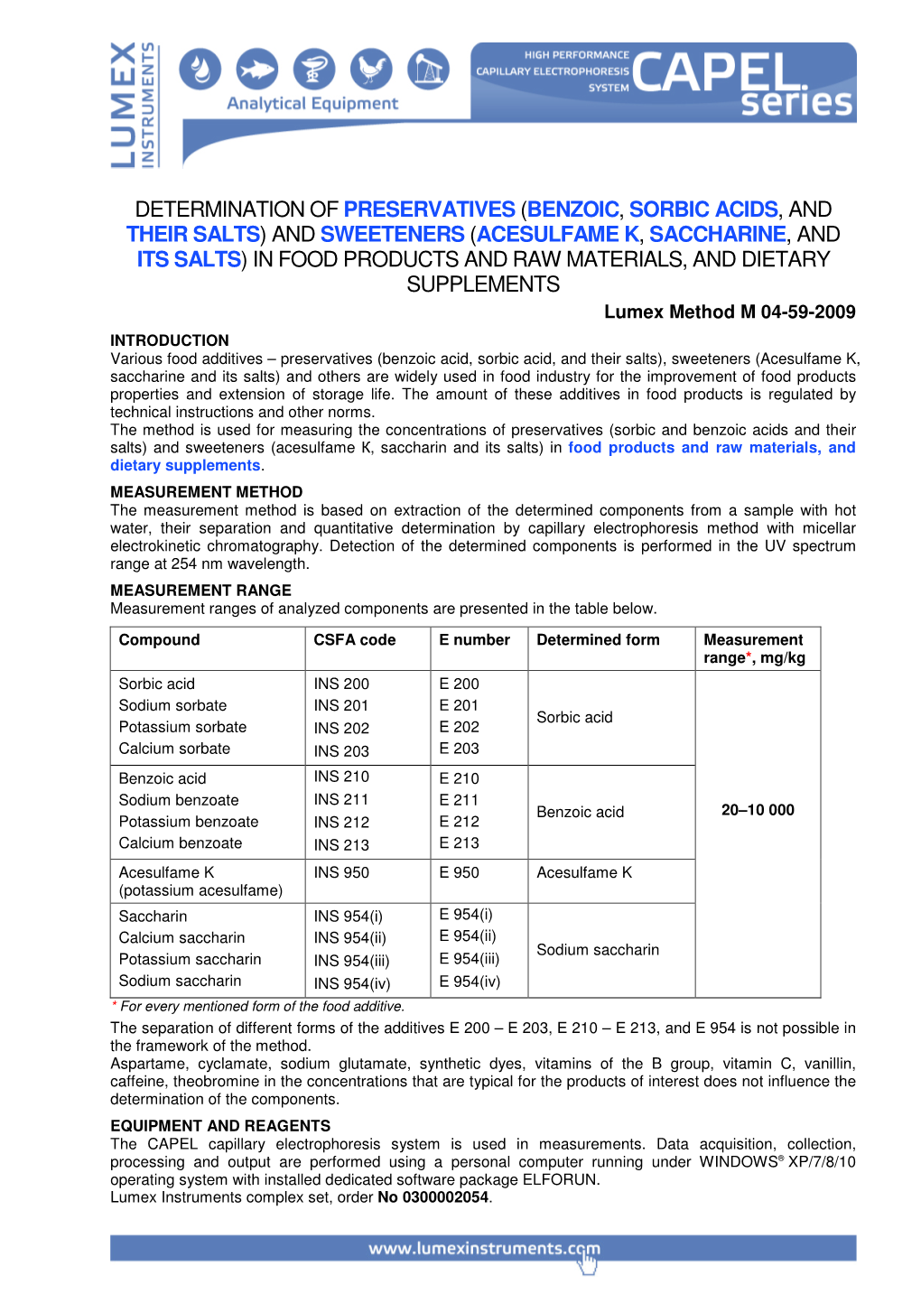 Determination of Preservatives (Benzoic, Sorbic Acids, and Their Salts)