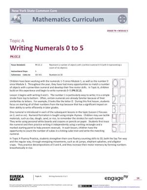 Writing Numerals 0 to 5 PK.CC.2