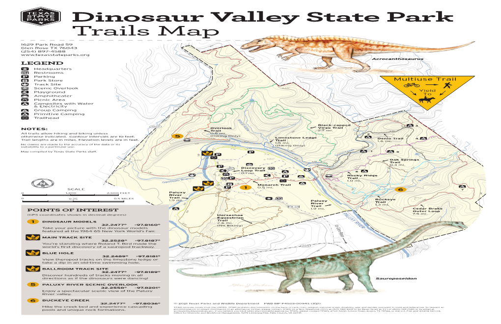 Dinosaur Valley State Park Trails Map (PDF)