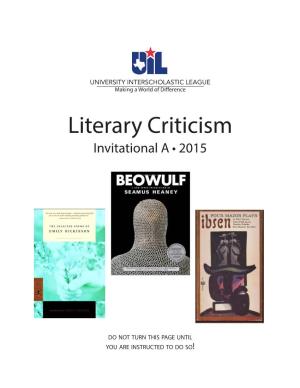 Literary Criticism Invitational a • 2015