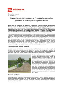 Espace Naturel Des Périseaux : Le 1Er Parc Agricole En Milieu Périurbain De La Métropole Européenne De Lille