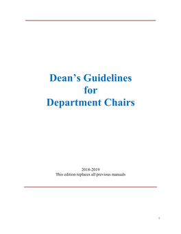 Dean's Guidelines for Department Chairs