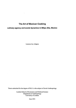 The Art of Mexican Cooking Culinary Agency and Social Dynamics in Milpa Alta, Mexico