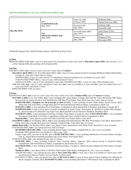 EDITED PEDIGREE for 2018 out of PRINCESS SPIRIT (GB)