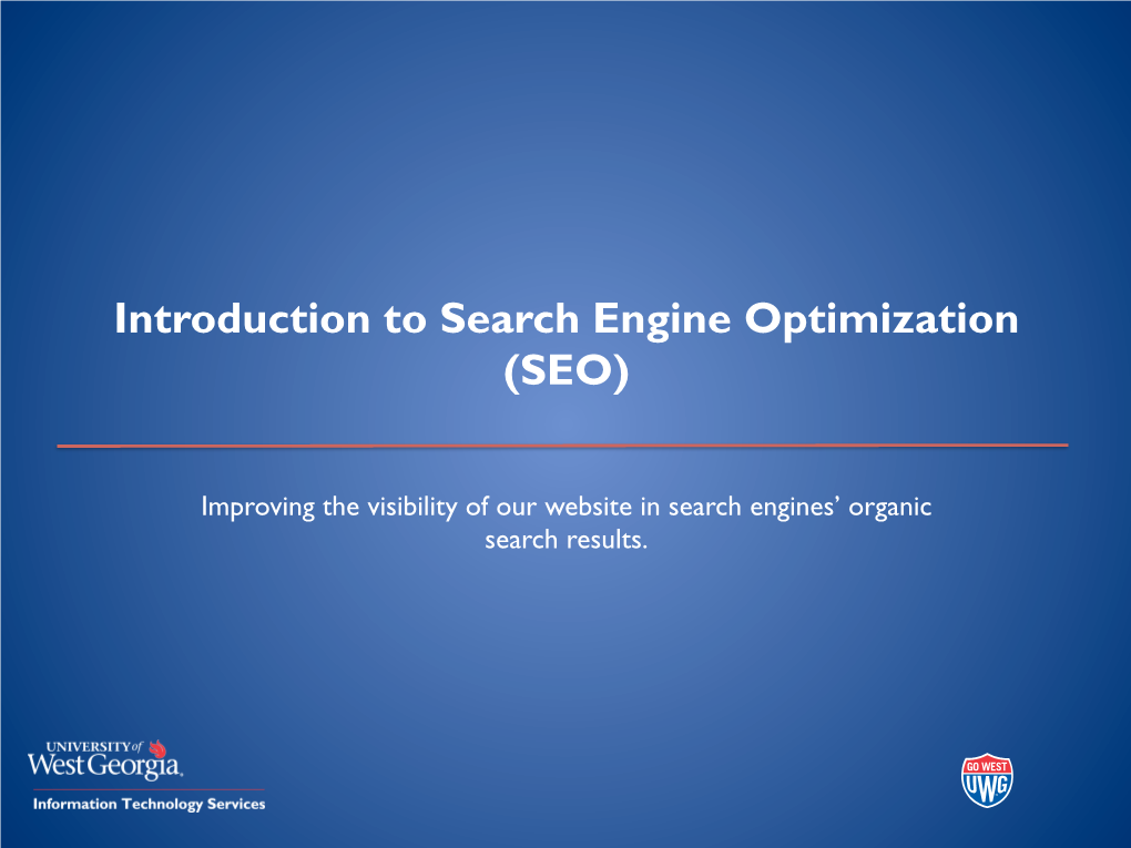 Introduction to Search Engine Optimization (SEO)