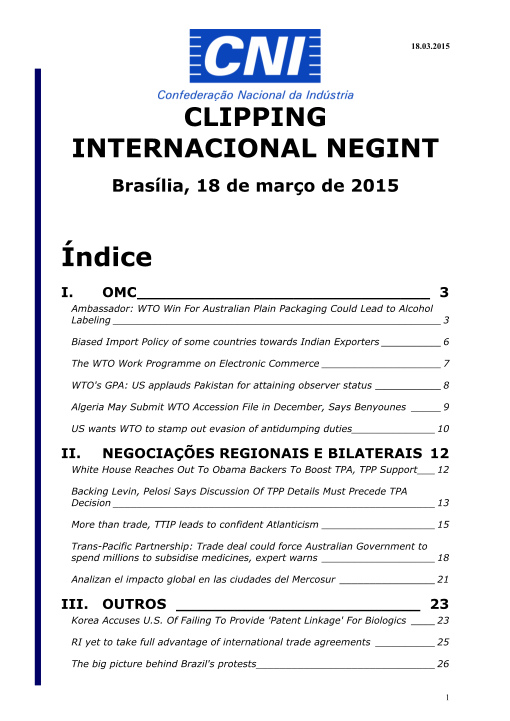 Clipping – Negociações Internacionais