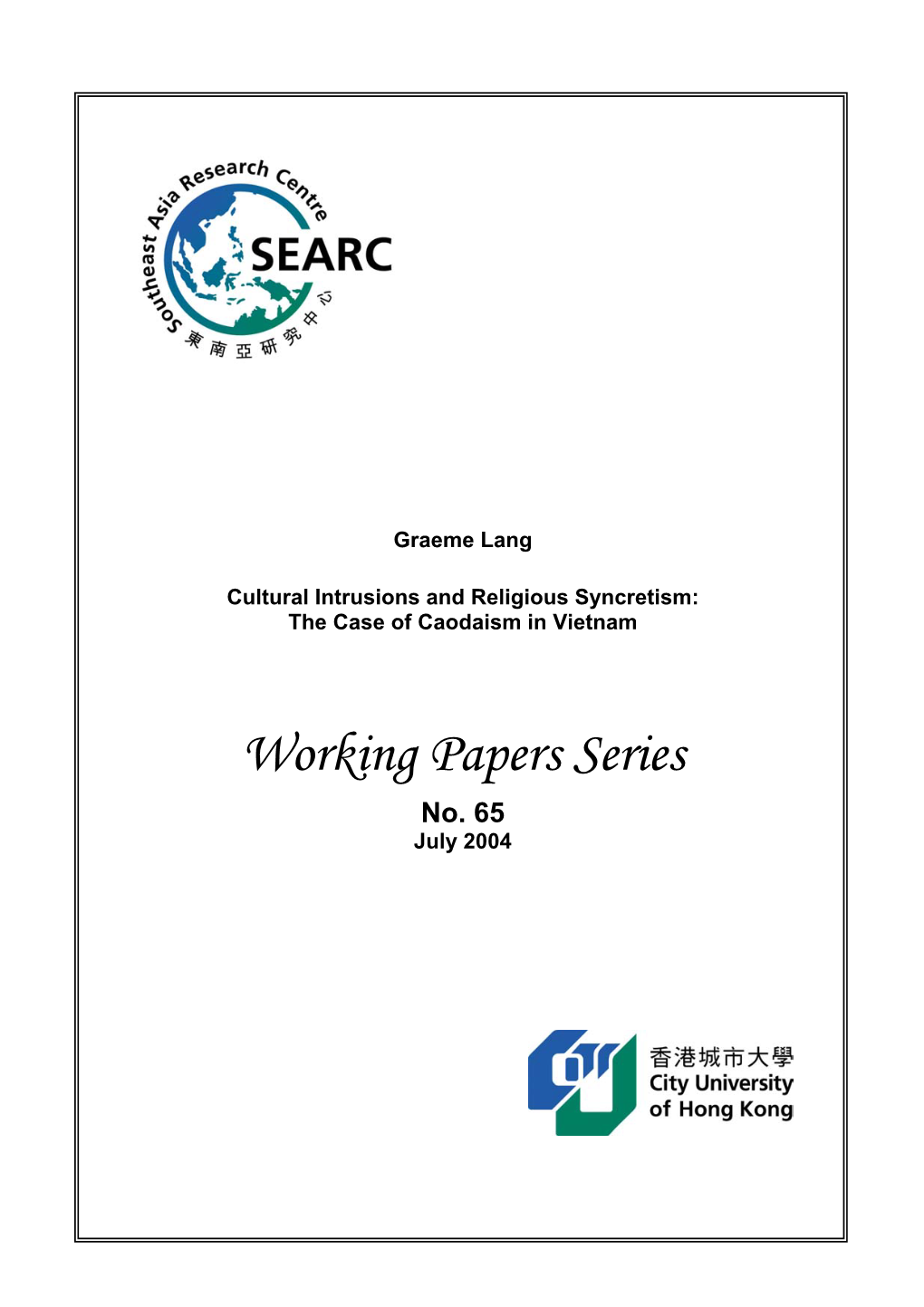 Working Papers Series No