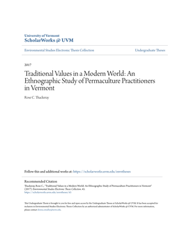 An Ethnographic Study of Permaculture Practitioners in Vermont Rose C