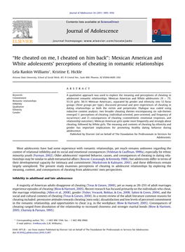 “He Cheated on Me, I Cheated on Him Back”: Mexican American and White Adolescents’ Perceptions of Cheating in Romantic Relationships