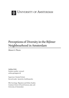 Perceptions of Diversity in the Bijlmer Neighbourhood in Amsterdam