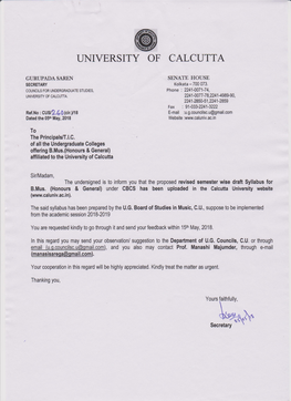 Syllabus of B.Mus.(Hons.) Bengali Song (CHOICE BASED CREDIT SYSTEM) University of Calcutta