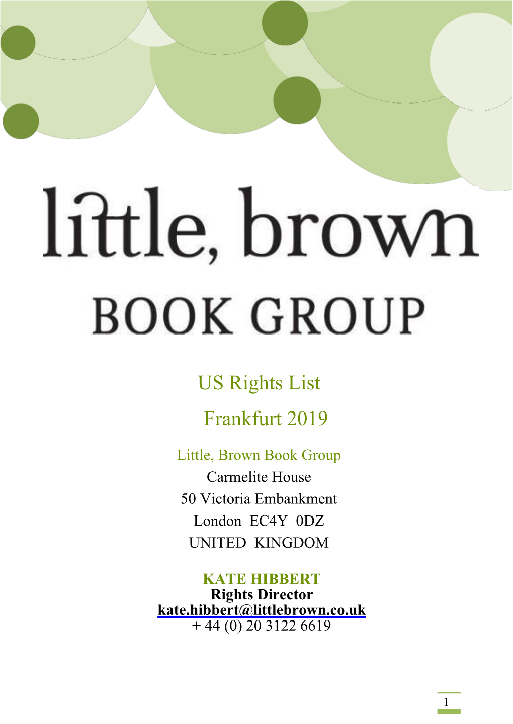 US Rights List Frankfurt 2019
