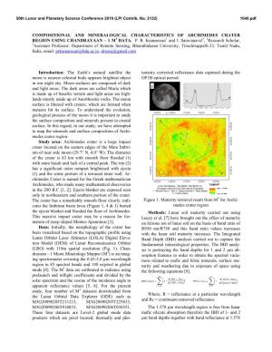 Compositional and Mineralogical Characteristics of Archimedes Crater Region Using Chandrayaan – 1 M3 Data