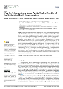 What Do Adolescents and Young Adults Think a Cigarillo Is? Implications for Health Communication