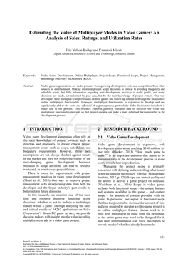 Estimating the Value of Multiplayer Modes in Video Games: an Analysis of Sales, Ratings, and Utilization Rates