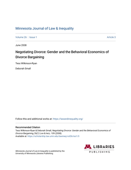 Gender and the Behavioral Economics of Divorce Bargaining