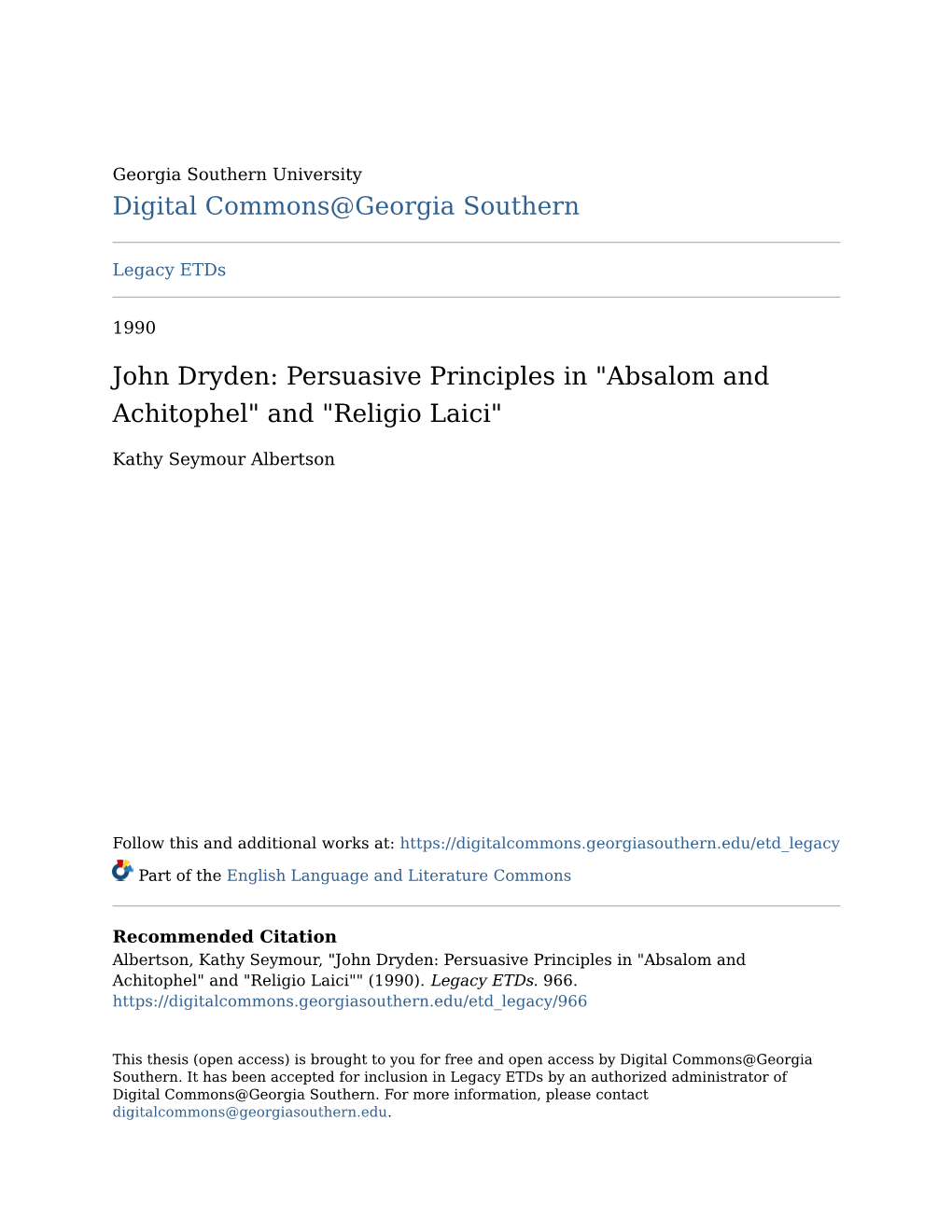 John Dryden: Persuasive Principles in 