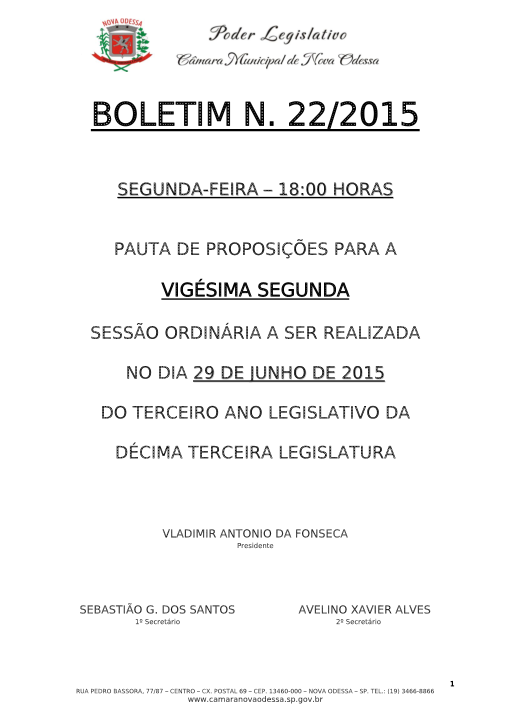 Boletim N. 22/2015