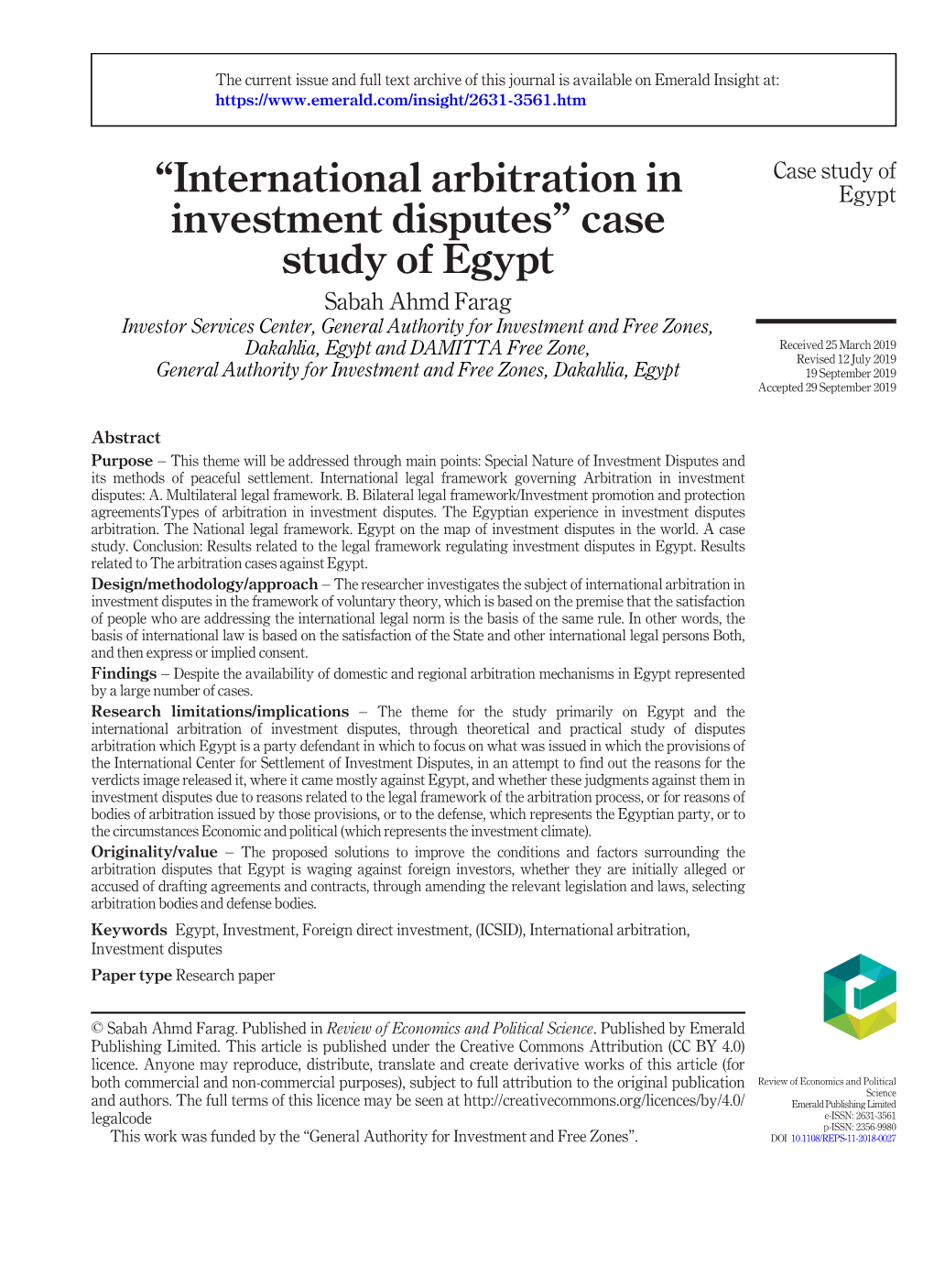 International Arbitration in Investment Disputes