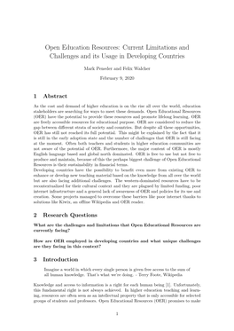 Open Education Resources: Current Limitations and Challenges and Its Usage in Developing Countries