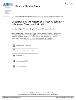 Understanding the History of Marketing Education to Improve Classroom Instruction