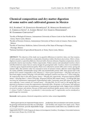Chemical Composition and Dry Matter Digestion of Some Native and Cultivated Grasses in Mexico