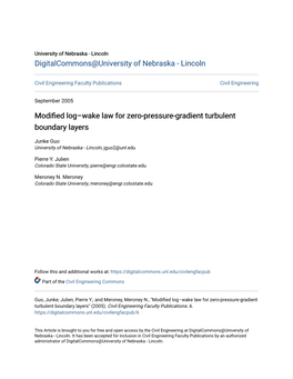 Modified Log–Wake Law for Zero-Pressure-Gradient Turbulent Boundary Layers