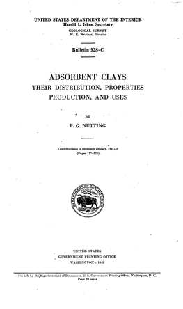 Adsorbent Clays Their Distribution, Properties Production, and Uses