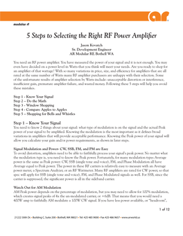 5 Steps to Selecting the Right RF Power Amplifier