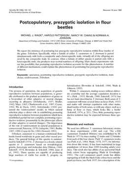 Postcopulatory, Prezygotic Isolation in Flour Beetles