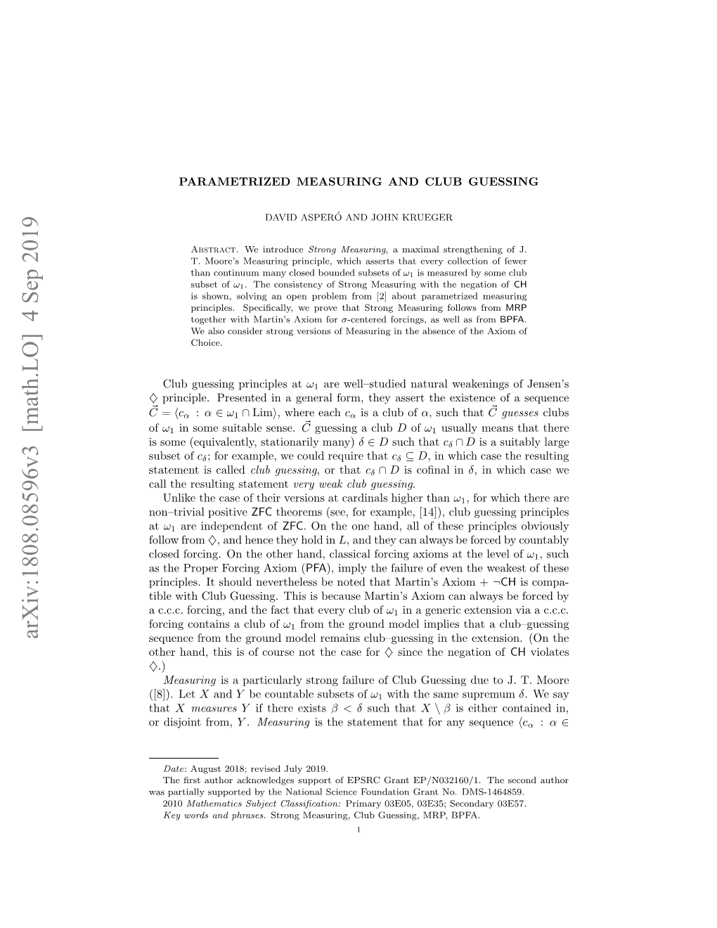 Parametrized Measuring and Club Guessing