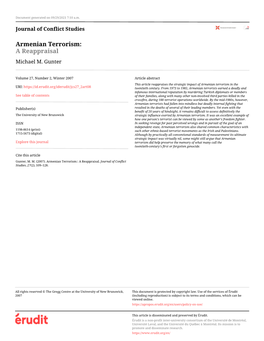 Armenian Terrorism: a Reappraisal Michael M