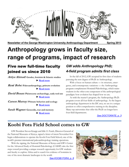Anthropology Grows in Faculty Size, Range of Programs, Impact of Research