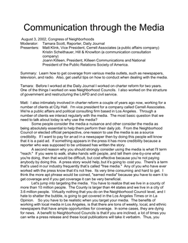Communication Through the Media