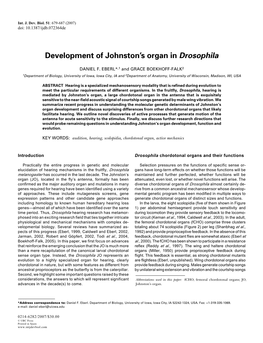 Development of Johnston's Organ in Drosophila