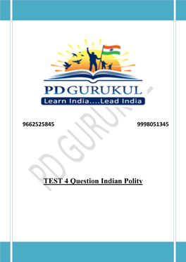 TEST 4 Question Indian Polity