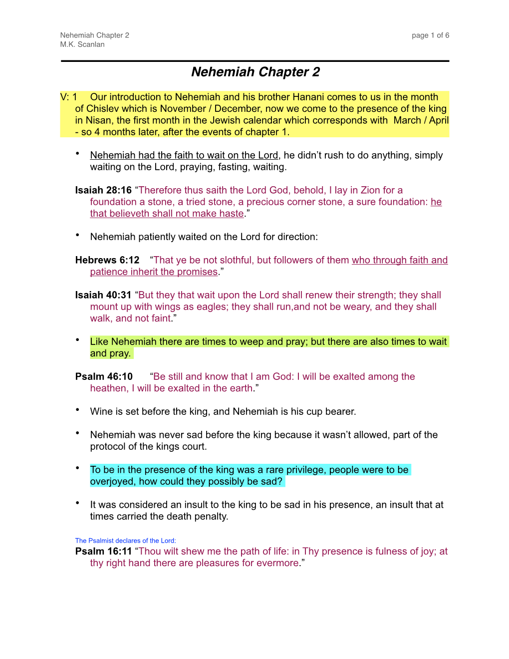 Nehemiah Chapter 2 Page �1 of �6 M.K