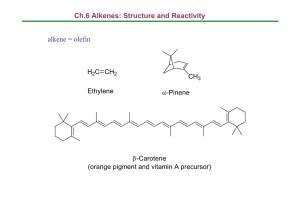 Ch.6 Alkenes: Structure and Reactivity Alkene = Olefin