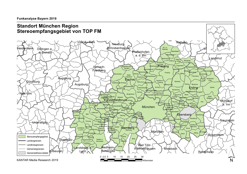 Standort München Region Stereoempfangsgebiet Von TOP FM