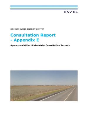 Consultation Report - Appendix E