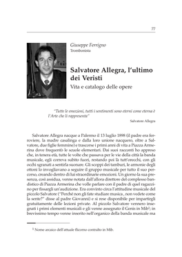 Salvatore Allegra, L'ultimo Dei Veristi