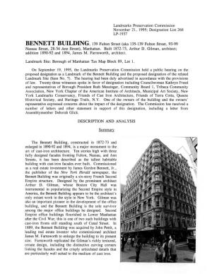 BENNETT BUILDING, 139 Fulton Street (Aka 135-139 Fulton Street, 93-99 Nassau Street, 28-34 Ann Street), Manhattan