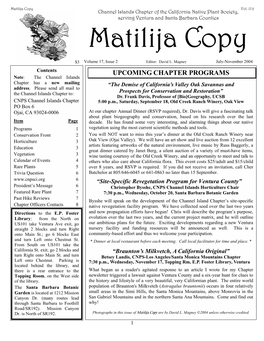 Matilija Copy Vol. 17, Issue 2